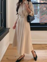 فستان نسائي أنيق بياقة منقلبة