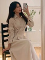 ⁦فستان نسائي أنيق بياقة منقلبة⁩ - الصورة ⁦6⁩