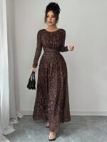 ⁦فستان نسائي أنيق بطبعة نمر⁩ - الصورة ⁦2⁩