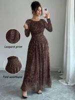 ⁦فستان نسائي أنيق بطبعة نمر⁩ - الصورة ⁦5⁩