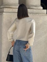 ⁦بلوزة نسائية بياقة مستديرة مع ربطة أمامية⁩ - الصورة ⁦3⁩