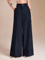 بنطلون نسائي كاجوال واسع الساق