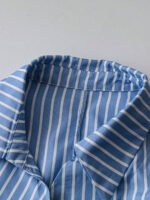 ⁦بلوزة نسائية مخططة بأكمام طويلة⁩ - الصورة ⁦8⁩