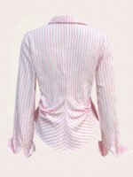 ⁦بلوزة نسائية مخططة بأكمام طويلة⁩ - الصورة ⁦10⁩