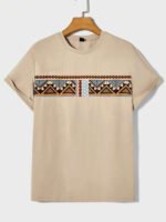 تيشرت رجالي بطباعة هندسية عصرية