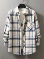 قميص رجالي بنقشة مربعات ملونة