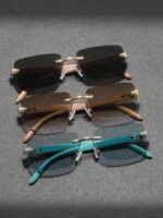 نظارة رجالية مستطيلة خشبية كلاسيكية