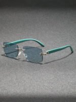 ⁦نظارة رجالية مستطيلة خشبية كلاسيكية⁩ - الصورة ⁦5⁩