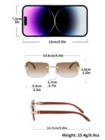 ⁦نظارة رجالية مستطيلة خشبية كلاسيكية⁩ - الصورة ⁦7⁩