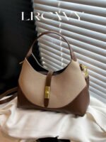 حقيبة يد وكتف نسائية أنيقة بتصميم سرج بني