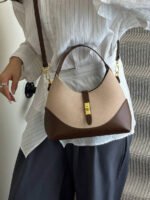 ⁦حقيبة يد وكتف نسائية أنيقة بتصميم سرج بني⁩ - الصورة ⁦10⁩