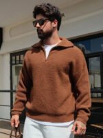 ⁦كنزة صوفية بياقة عالية⁩ - الصورة ⁦4⁩