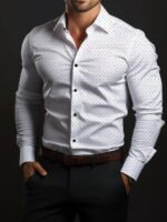 ⁦قميص رسمي للرجال بتصميم منقط⁩ - الصورة ⁦2⁩